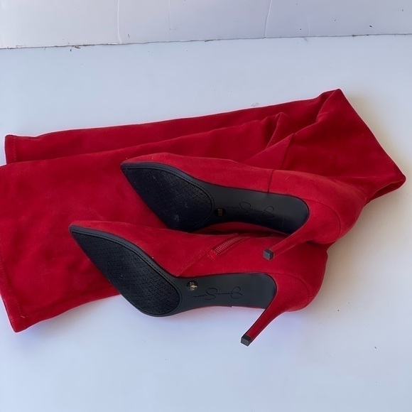NWT! ($140) Jessica Simpson Sexy Red Boots Tall Over the knee boots heels, Sz 5 - Picture 4 of 10